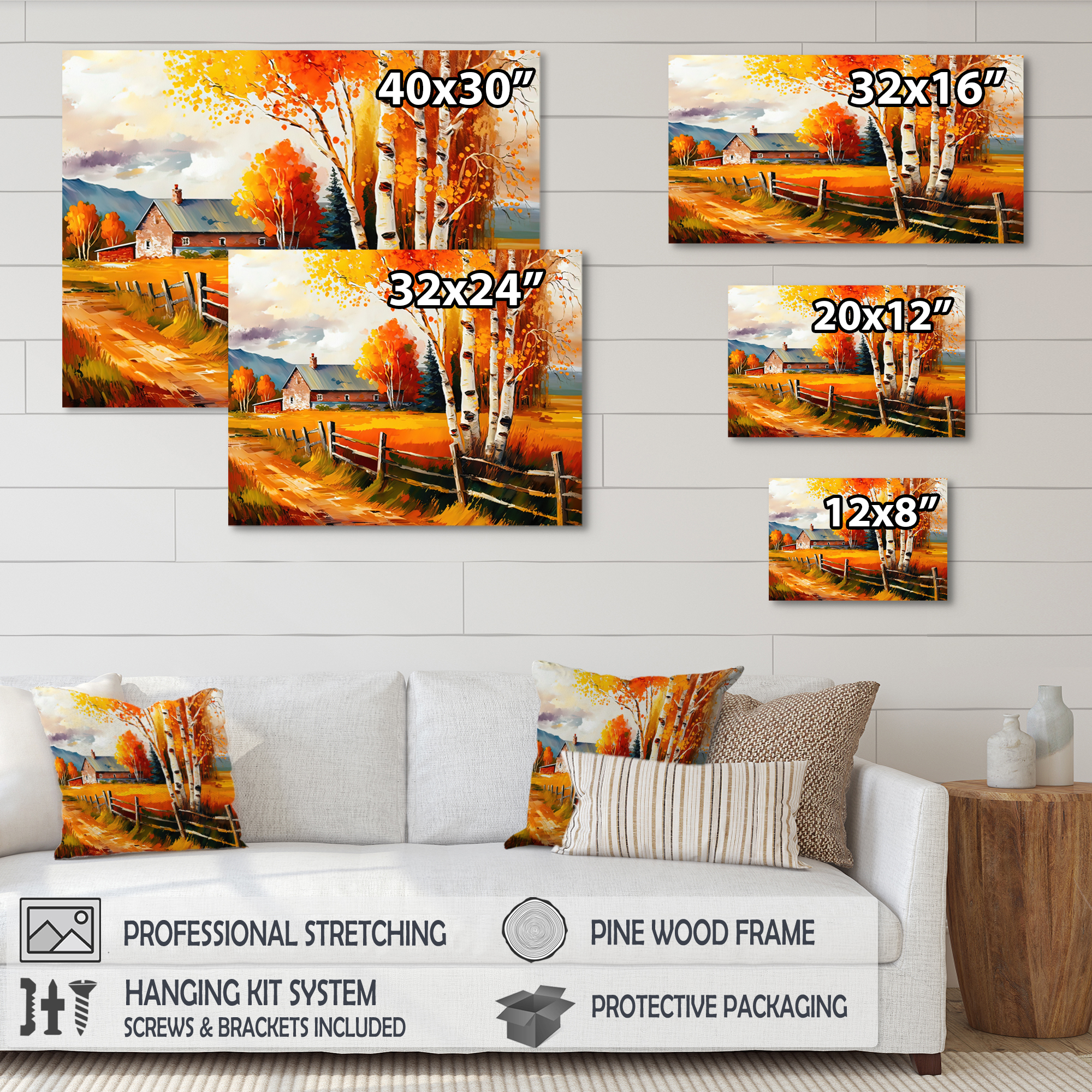 Designart Small Cottage In Autumn IV Canvas Wall Art