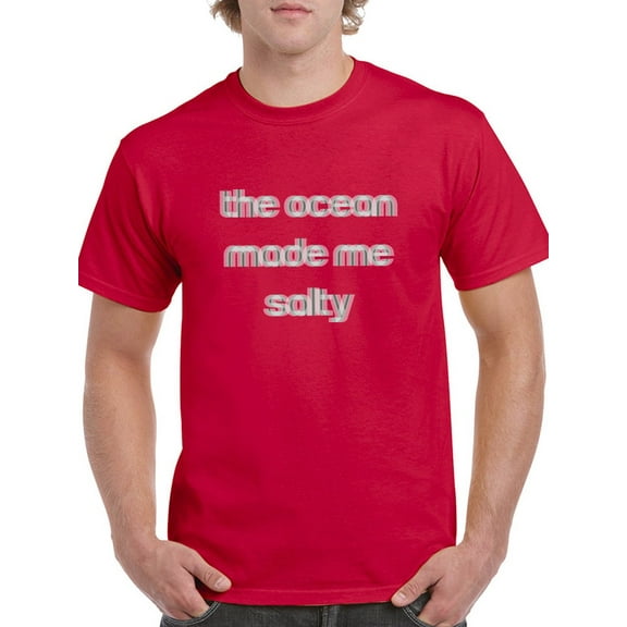 THe Ocean Made Me Salty Blurry Graphic Men Red T-Shirt, Male Small