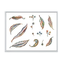 Designart 'Leaves and Berries Of Wild Grapes' Bohemian & Eclectic Framed Canvas Wall Art Print