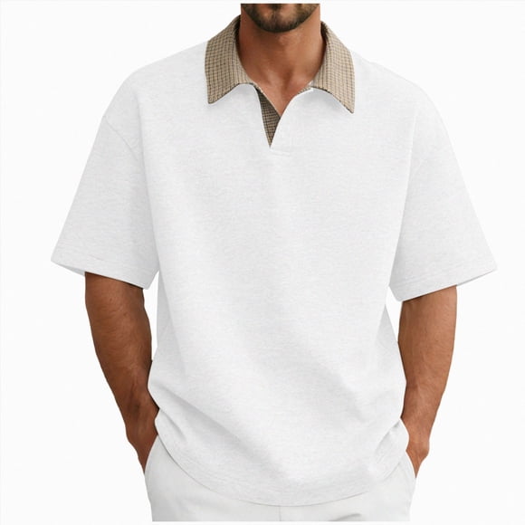 Ymyiu Mens Golf Shirts Men's Polo Shirts Short Sleeve Casual Summer Shirts Classic Collared Golf Shirt with Pocket Size 3XL(White, 3XL)