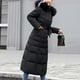 thumbnail image 2 of Parkas de manga larga para mujer, abrigo de algodón de longitud extendida para mujer, abrigo de algodón con capucha gruesa, holgado, resistente al frío y cálido, largo hasta la rodilla, abrigo para mu, 2 of 5
