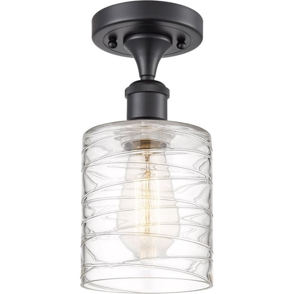 516-1C-BK-G1113-LED-Innovations Lighting-Cobbleskill - 1 Light Semi-Flush Mount In Art Nouveau Style-13 Inches Tall and 5 Inches Wide Matte Black LED