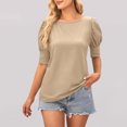 thumbnail image 2 of Fesfesfes T Shirt Women's Solid Round Neck Button Loose Casual Short Sleeved T-shirt Women's Short Sleeved Round Neck Top/shirt Womens Short Sleve Shirt 2XL(US:12), 2 of 4