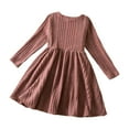 thumbnail image 3 of GUOBIOZIY Toddler Girl Dress Baby Sweater Dresses Ruffle Ribbed Knit Long Sleeve A-Line Fall Winter Dresses (Pink,7 Y), 3 of 5