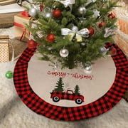 Huntermoon Christmas Wooden Bead Garland Buffalo Plaid Rustic Tassels and Red Truck Tag Beaded Tassel Garland Red White Green Natural Beads Garland