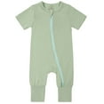 thumbnail image 4 of WIBACKER Baby Boys Girls Bamboo Viscose Short Sleeve Pajamas, 2 Way Zipper Romper, Sleep and Play 0-24 Months, 4 of 6
