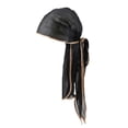 thumbnail image 3 of 2x Bandana Hat Silky Long Tail Headwrap Biker Chemo Cap Negro Dorado 2 piezas, 3 of 8