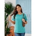 thumbnail image 2 of SHIBEVER Summer Short Sleeve T Shirts for Women Casual Loose Side Split Tunic Tops Comfortable Crew Neck Tops, 2 of 8