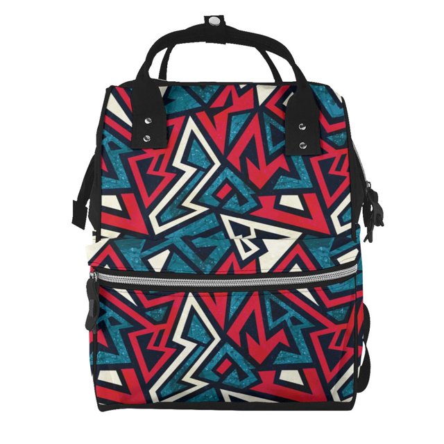 Disketp Geometric Elements Mochila de Pañales de Gran Capacidad con Múltiples Bolsillos, Mochila de Viaje Multifuncional para Bebé, Unisex, Moderna y Resistente