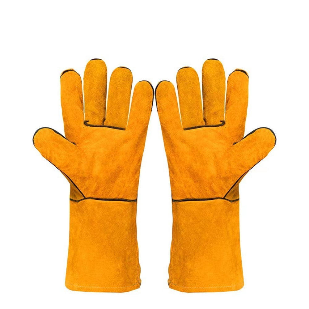 Leather Cowhide Work Gloves Heat-proof Metal Welding Protector Soldering Welding Gloves Tools