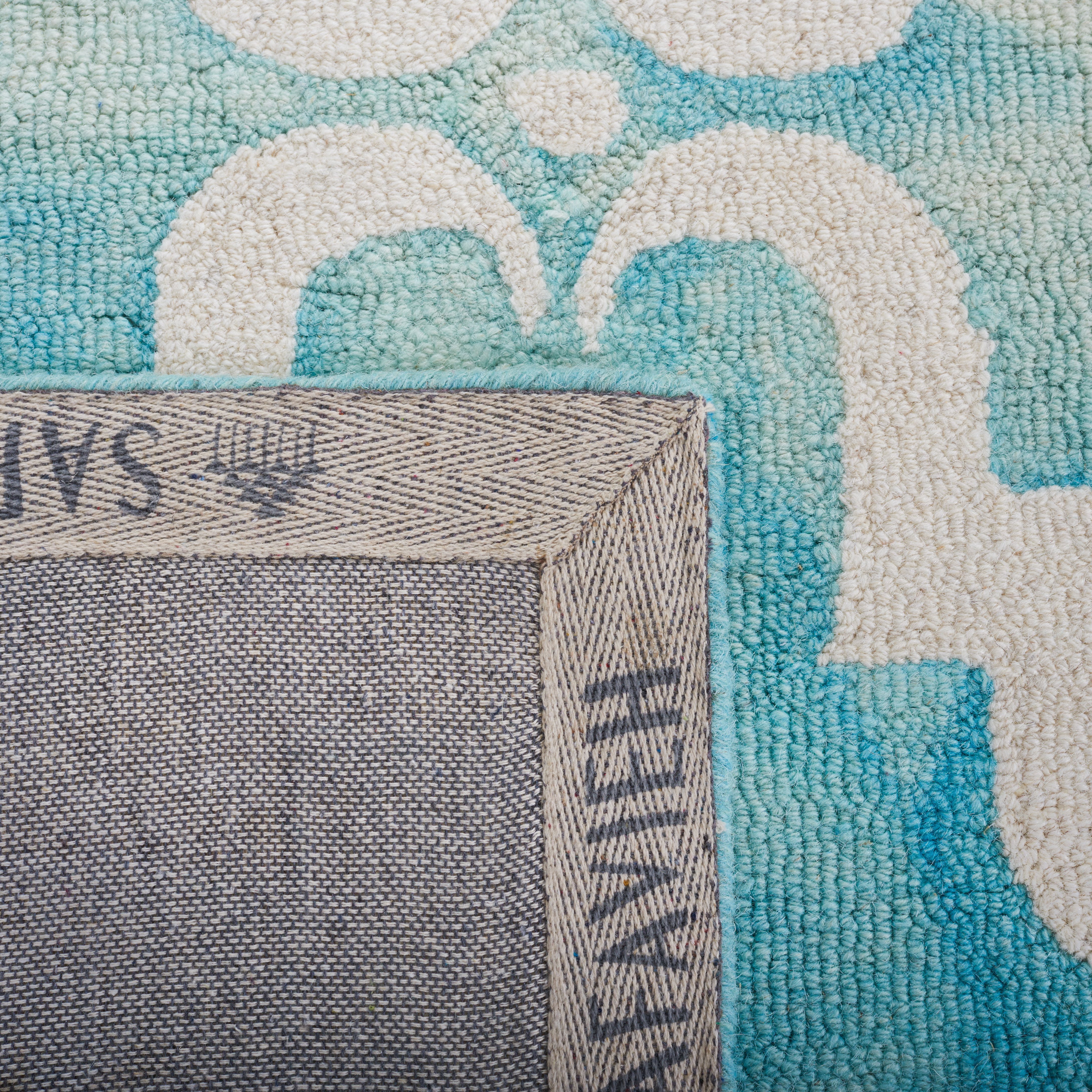 Safavieh Dip Dye Talbot Distressed Wool Area Rug, Turquoise/Ivory, 7' x 7' Round