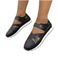 thumbnail image 4 of Womens Sandals Plantar Fasciitis Feet Sandal Women's Fashion Casual Spring And Summer Comfortable Solid Color Baotou Hollow Breathable Thick-Soled Sandals Black, 4 of 9