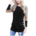 thumbnail image 2 of Moda mujer casual manga larga impreso o-cuello botón blusa camiseta damas tops Pompotops gfhjh10975, 2 of 7