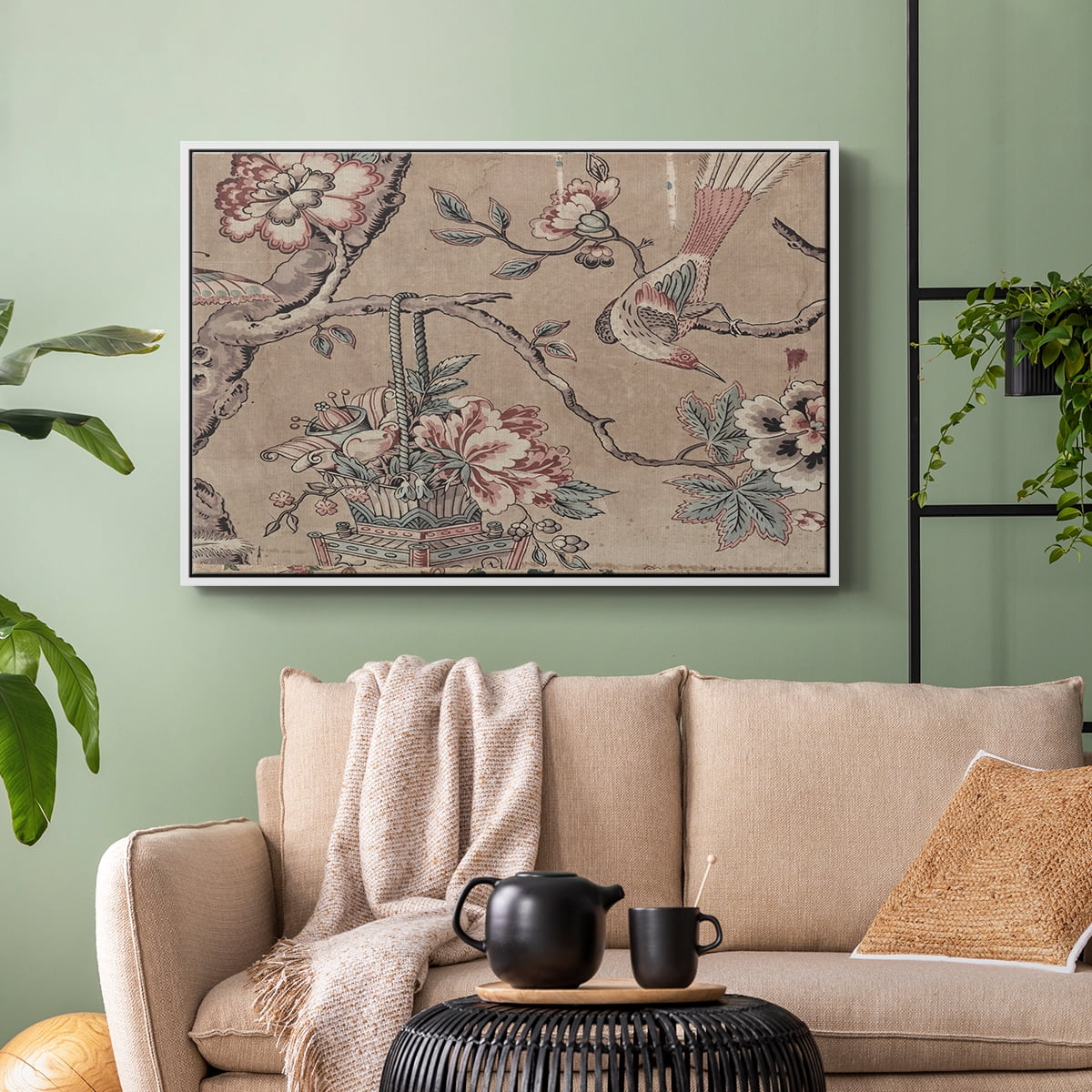 Vintage Abstract Print-XVIII Framed in White Wood Gallery Wrapped Canvas 17 in. x 25 in.