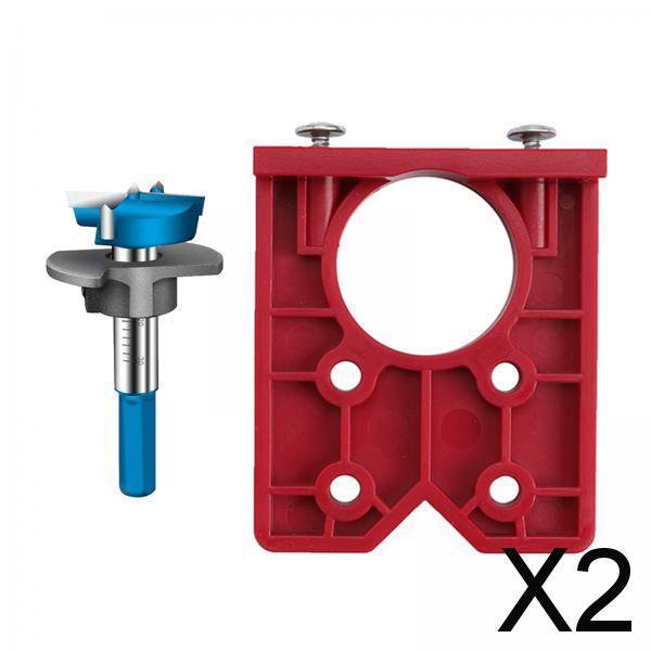 Paquete de 2 plantillas de bisagra de 35mm Sharpla para perforación de madera color rojo