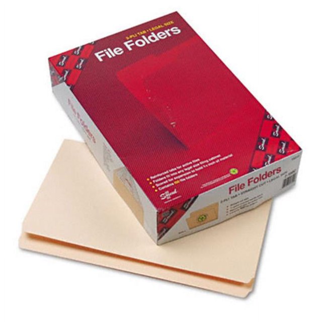 File Folders- Straight Cut- Reinforced Top Tab- Legal- Manila- 100/Box