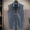 thumbnail image 5 of Ropa de hombre de cuello alto con cremallera, chaleco de negocios, suéter de punto azul sin mangas con cremallera, chaleco de cuello alto rojo para hombre, sudadera A, 5 of 5