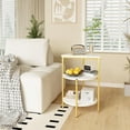 thumbnail image 4 of Marble Side End Table Set, 3-Tier Sofa Side Table, Small Round Coffee Bedside Corner Table with Metal Frame for Living Room Bedroom (2, White&Gold), 4 of 11