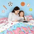 thumbnail image 4 of Manfei Cartoon Baseball Queen Comforter Set, Kawaii Letter CComforter Sets Queen, Pink Light Blue C, Polka Dots Reversible 3pcs 1 Comforter and 2 Pillowcases, 4 of 6