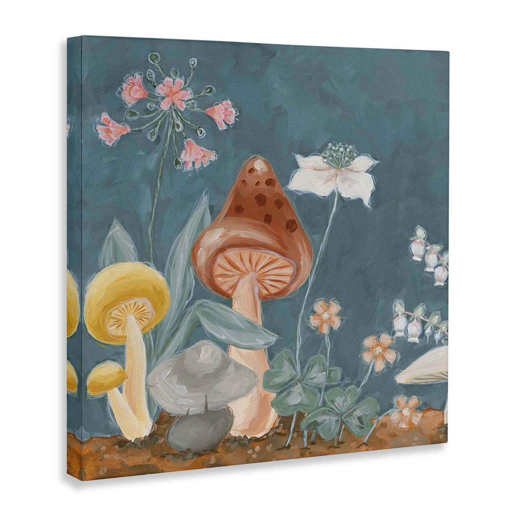 Stupell Industries Forest Floor Mushrooms Plants & Flowers Painting Wrapped Canvas Art Print Wall Art, 17 x 17