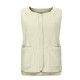 thumbnail image 6 of Womens Sherpa Vest Sleeveless Button Down/Zip Up Cropped Gilet Soft Fitted Fall Winter Warm Casual Jacket with Pockets, 6 of 8
