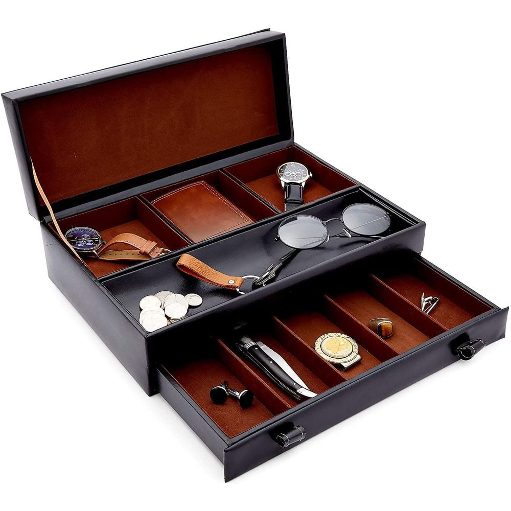 Juvale - Mens Jewelry Box, Dresser Top Organizer, Everyday Carry Tray ...