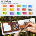 thumbnail image 3 of Mini set de pintura acuarela Gloxlite de 15 colores, portátil, 3 of 7
