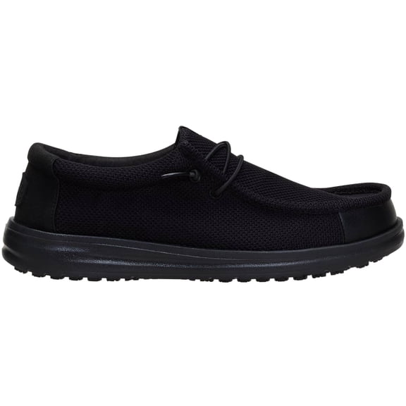 HEYDUDE Men Wally Work CE Slip Resistant Wide , Wide Black Mesh, 8