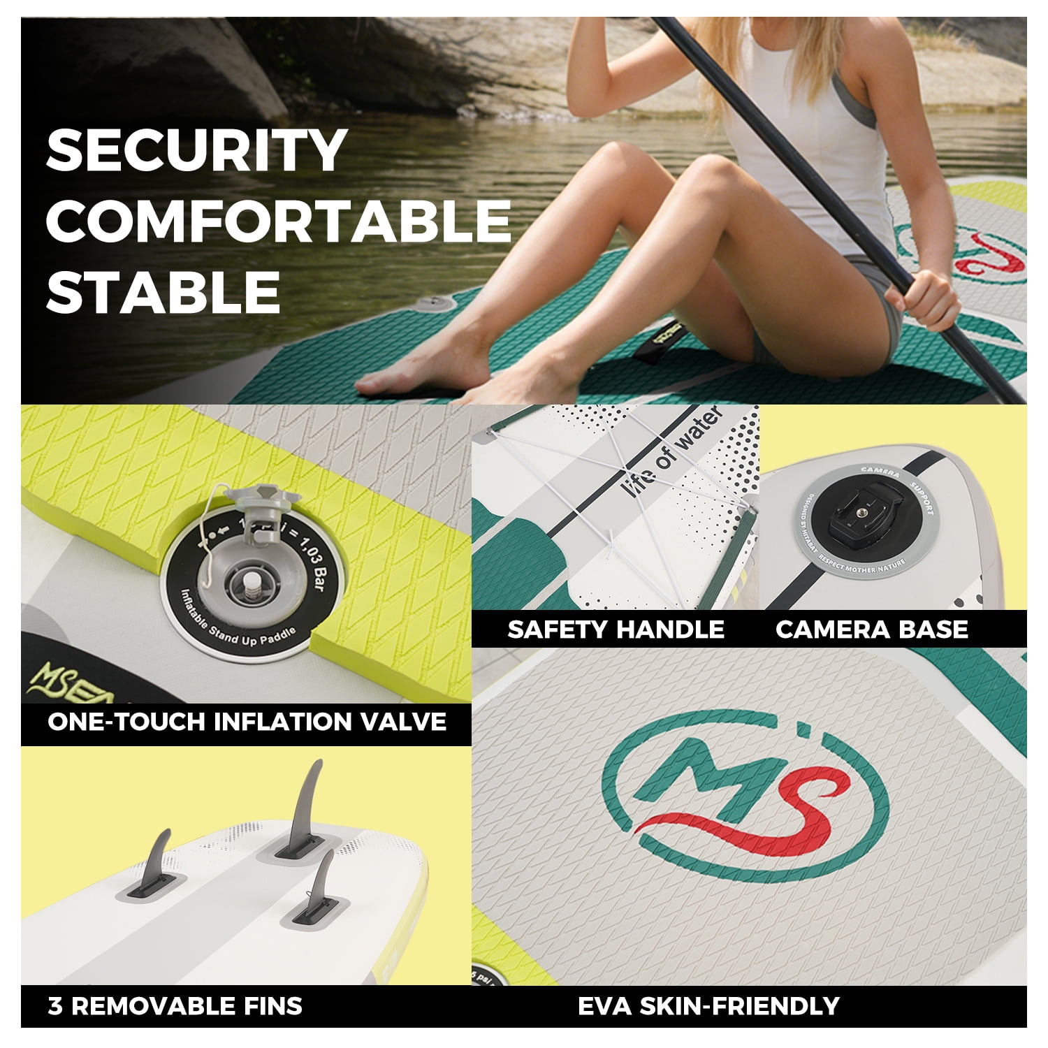 MSEASFREE Inflatable Paddle Board Stand up Paddle Board with Premium SUP Accessories
