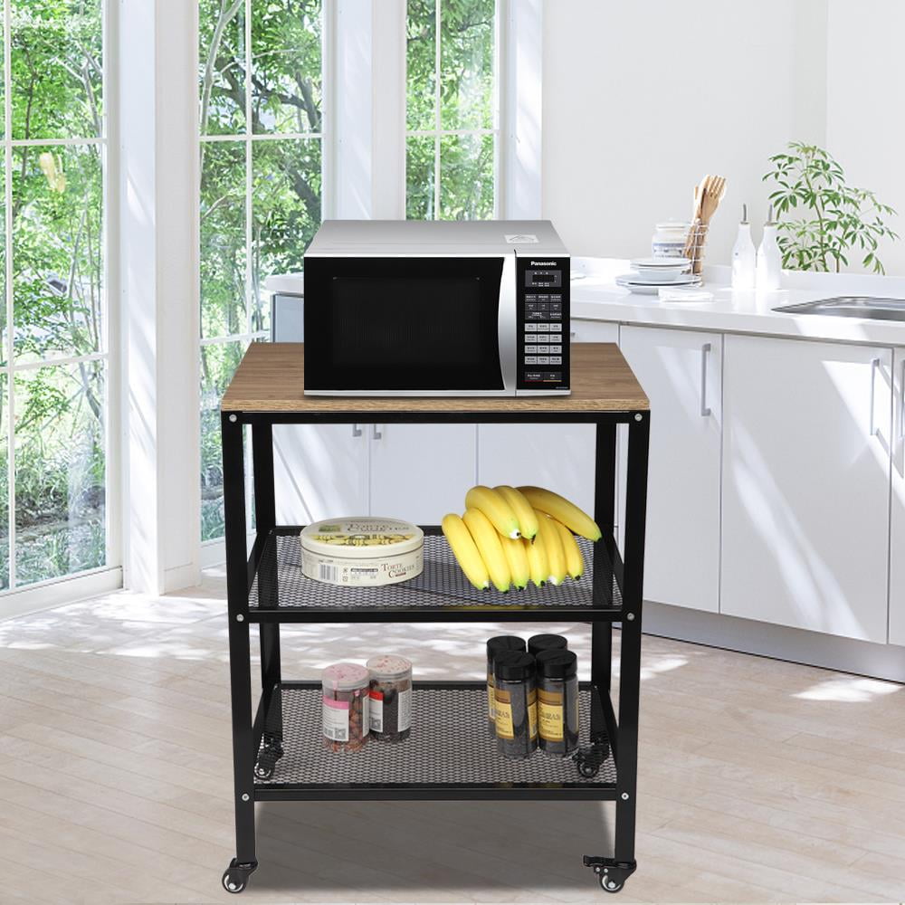 UBesGoo Microwave Cart on Wheels, 3Tier Rolling Kitchen Cart Baker