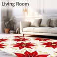 thumbnail image 2 of ODIKA 4'x6' Machine Washable Non-Slip Area Rug, Joyful Poinsettia Bloom Slip Resistant Pair High Traffic Rug with Pad, Red, 626242, 2 of 8