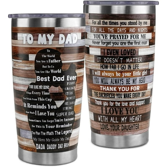 20 oz Dad Tumbler Cup, Fathers Day Drinking Cup from Daughter, Girl Dad Gifts, Awesome Father's Day Birthday Christmas Tumbler Gifts for Dad from Daughter, Gifts for Dads