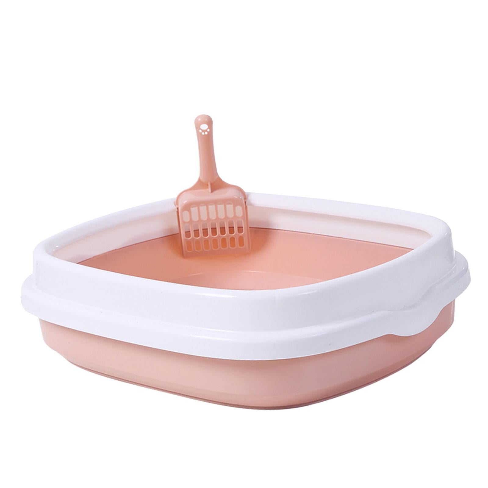 Bvdfgk Semi Enclosed Cat Litter Box Pet Bedpan Easy Cleaning Heighten Dog Tray Durable Yellow