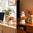 thumbnail image 6 of Resin Ghost Figurine with Pumpkin Candy Bowl Halloween Porch Yard Patio Decor Freestanding Indoor Outdoor Statue Virelaxpo, 6 of 7