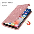 thumbnail image 3 of Allytechgroup for iPhone 16 Pro Max Wallet Case Bling Glitter Design, Slim PU Leather Cards Holder Flip Stand Cover for Girls Women Shockproof Wallet Case for iPhone 16 Pro Max, Rosegold, 3 of 7