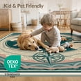 thumbnail image 4 of ODIKA 6'x9' Washable Area Rug Non-Slip, Chair-Friendly, Turtle Main Map Nautical Compass Wave Border Coral Reef Ocean Flowing Dynamic for Dining Room, Under Table, Office Décor, 4 of 7