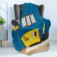 thumbnail image 4 of Mid Century Soft Flannel Fleece Blanket, Interior Illustration of a Modern House Room in Minimal Art Style, Cozy Plush for Indoor and Outdoor Use, 50" x 70", Sea Blue and Multicolor, by Ambesonne, 4 of 5