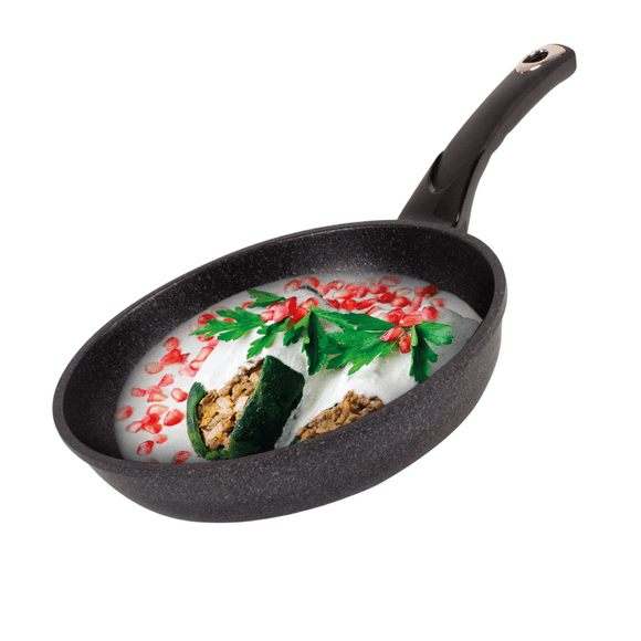 Sartén Plano Queen Sense 24cm Con Recubrimiento De Mármol Y Antiadherente Ecológico En Color Negro