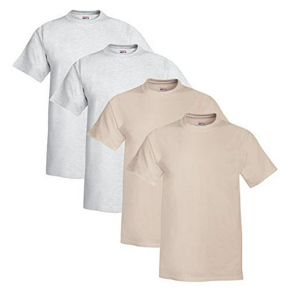Hanes Beefy-T Men`s Short-Sleeve T-Shirt (Pack of 4) (2 Ash / 2 Sand)