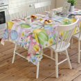 thumbnail image 4 of Easter Bunny Rectangle Tablecloth, Spring Colorful Eggs Flower Branch Plaid Waterproof & StainResistant Tablecloth, Washable Oil-proof Table Cover for Dining/Party/Wedding/Camping/Buffet 54x108 In, 4 of 9