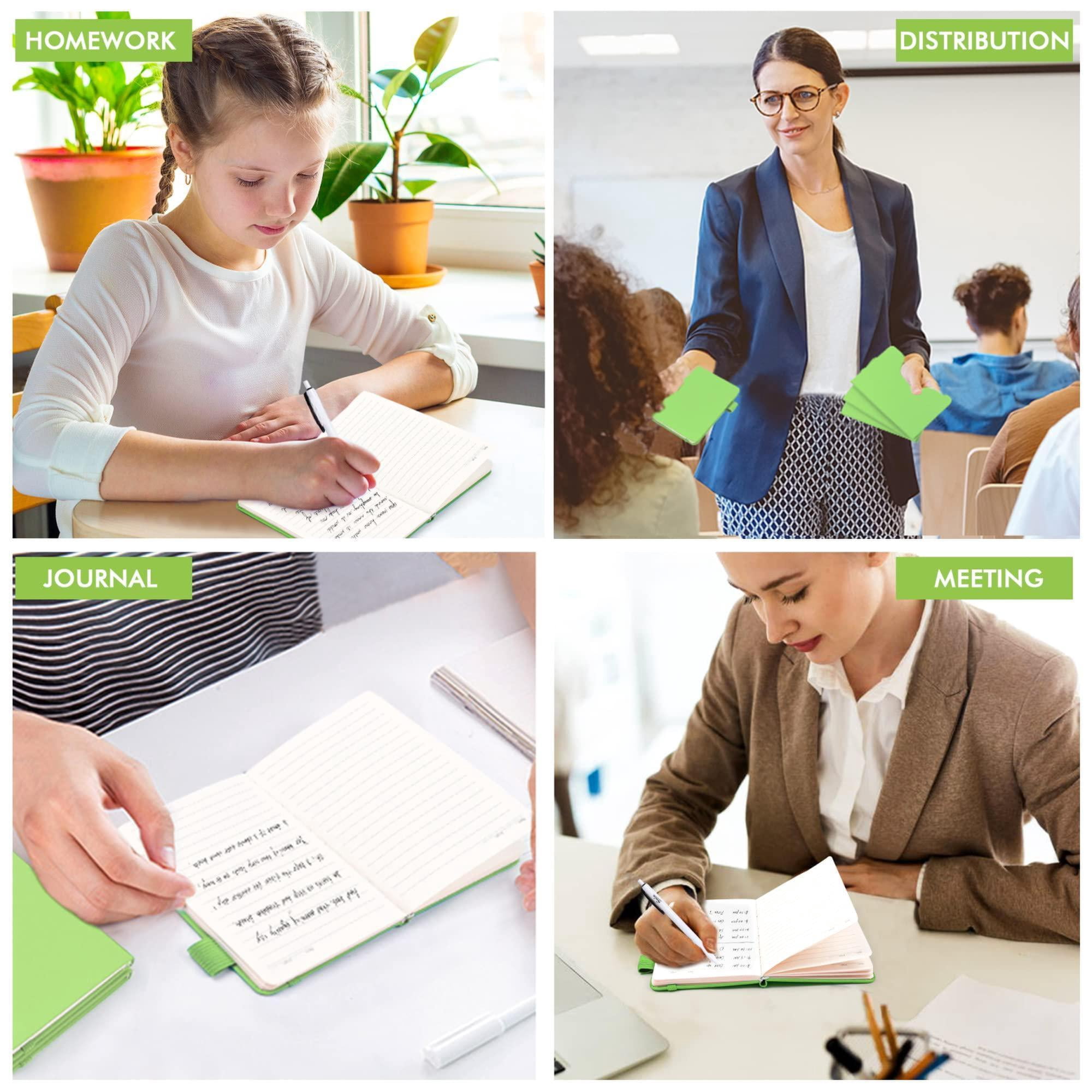 3 Pack Pocket Small Notebook Journals  Mini Cute Memo Notepad Hardcover College Ruled Lined With Pen Holder For Women Office School 3 Black Pens 3.5"x 5.5" A6 Green