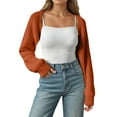 thumbnail image 2 of JIAYUE Women Sweaters Solid Color Short Cardigan Coat Long Sleeve Cropped Style For Women Trendy Seasonal Wear, 2 of 6