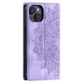 thumbnail image 2 of SaniMore for iPhone 14 Case, PU Leather Embosed Mandala Flower Wallet Protective Phone Cover Card Slots Pocket Purse Women Men Kickstand Vintage Shockproof Anti-fall Shell, Purple, 2 of 10