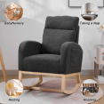 thumbnail image 7 of Tcbosik Upholstered Rocking Chair, Teddy Fabric Accent Armchair with Side Pocket, Mid Century Modern Glider Rocker with High Backrest for Living Room, Bedroom, Dark Grey, 7 of 7