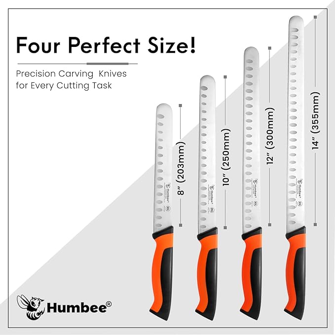 Humbee Chef Carving Knife 10-Inch with Granton Edge for Turkey Ham Meat Slicing and cutting NSF Certified DT-21 Series, Purple