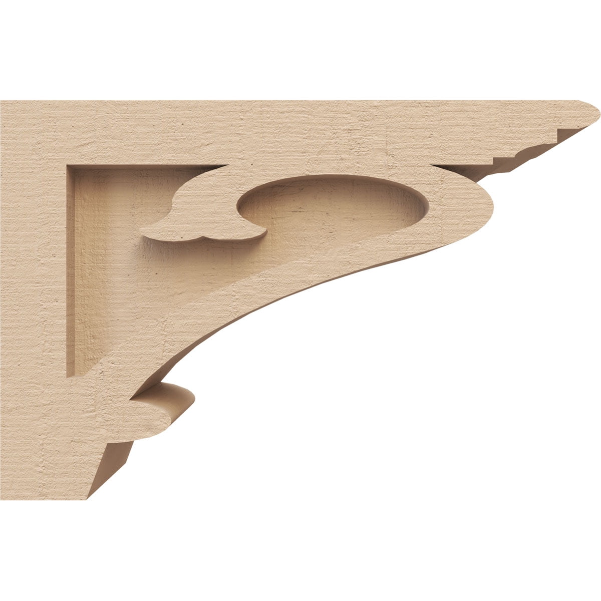 3"W x 9"D x 6"H Classic Mayflower Rough Cedar Woodgrain TimberThane Corbel, Primed Tan