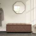 thumbnail image 5 of Hamilton 48 inch Wide Storage Ottoman in Distressed Umber Brown Vegan Leather, 5 of 13