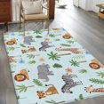 thumbnail image 2 of Elephant Giraffe Area Rugs 3x5 ft Lion Zebra Pink Flower Tropical Plant Animal Blue Washable Rug Non Slip Indoor Carpet Absorbent Floor Mat for Living Room Bedroom Dining Room, 2 of 9