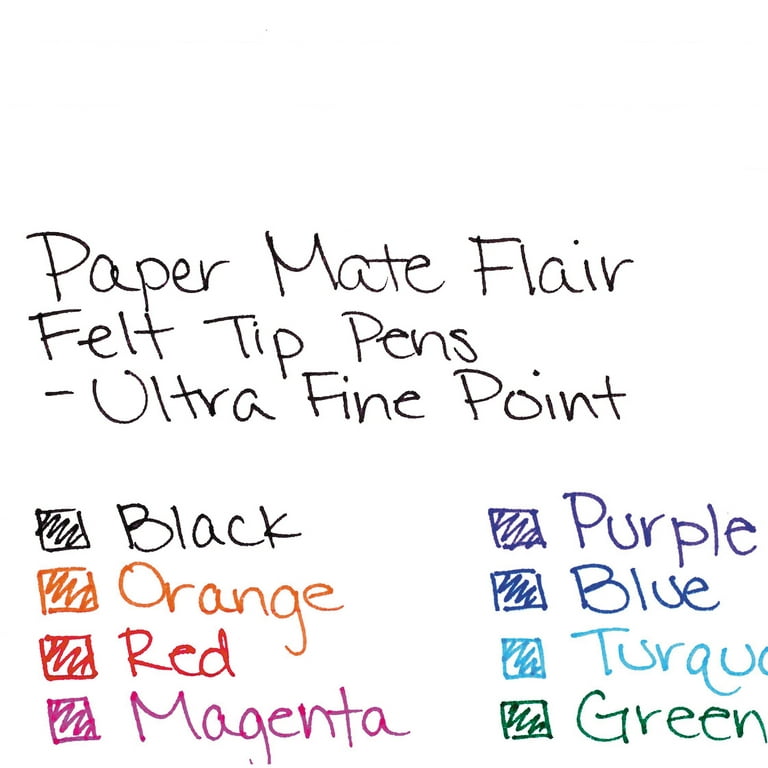 Paper Mate 62145 Flair Felt Tip Pens, Ultra Fine Point (0.4mm), Assorted  Colors, 8 Count