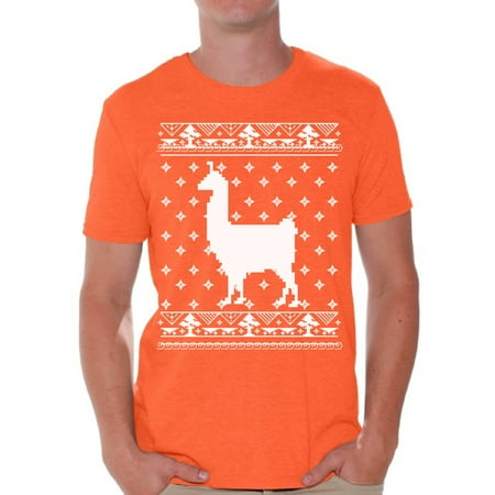 Awkward Styles Llama Christmas Tshirt for Men Funny Christmas Shirts Men's Ugly Christmas T Shirt Xmas Llama Shirt Xmas Gifts for Alpaca Lovers Christmas Animal Outfit Xmas Party Gifts Xmas